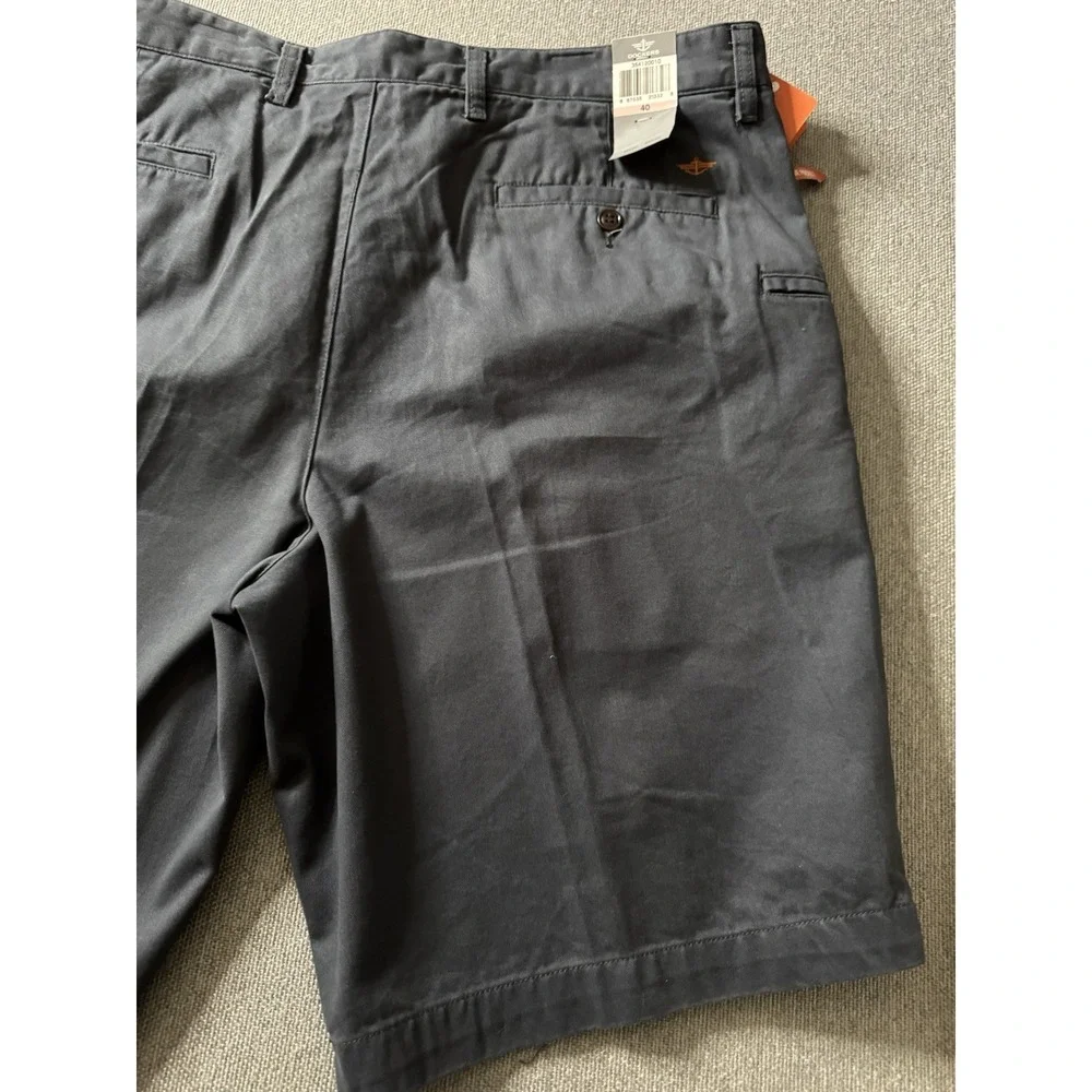 Dockers Classic Fit Men's Maritime Blue Shorts Flat Front Chino Cotton Size 40‎